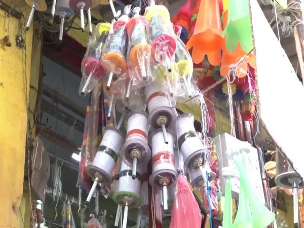 Visuals from kite flying shop in Hyderabad (Photo/ANI) 
