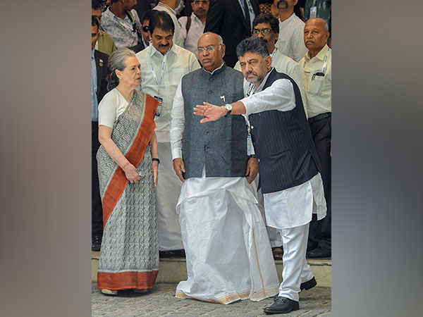 Congress leaders (From Left) Sonia Gandhi, Mallikarjun Kharge and DK Shivakumar (File Photo/ANI)