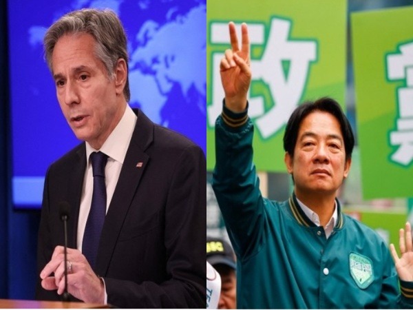 US Secretary of State (left) and Taiwan president elect Lai Ching-te (Photo/ANI)