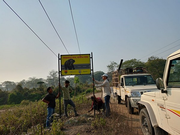 Signboards to warn of elephants movements put up in sensitive areas of assam (Image/ANI)
