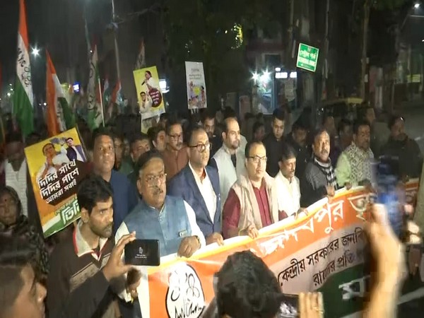 TMC protests in Kolkata against BJP. (Photo/ANI)