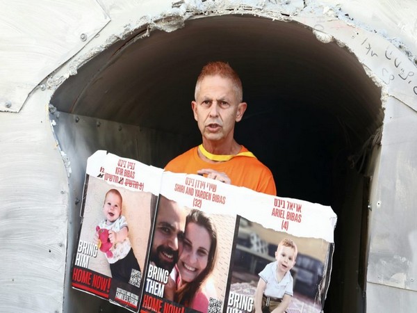 Outside a mock terror tunnel at Tel Aviv's 