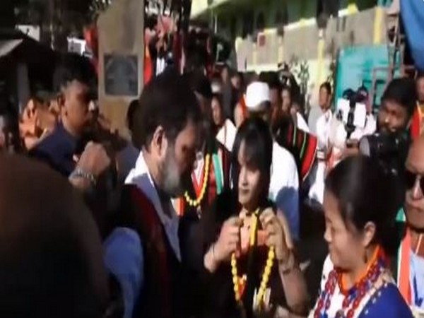 Rahul Gandhi with locals of Nagaland. (Photo/ANI)