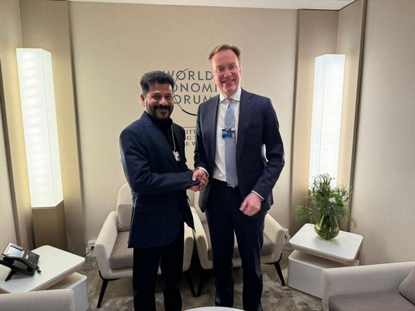 Telangana CM Revanth Reddy with WEF President Borge Brende (Photo/X @revanth_anumula)
