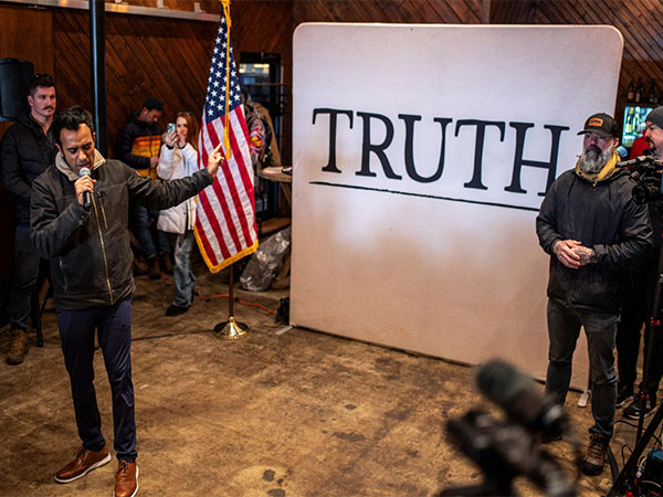 Republican candidate Vivek Ramaswamy speaks during campaign in Ames, Iowa. (Photo Credits: Reuters)