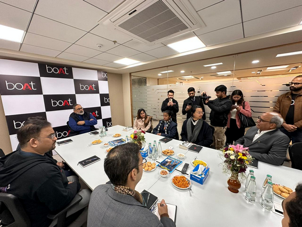 Union Minister Rajeev Chandrasekhar visits boAt’s plant on National Startup Day (Image: ANI)