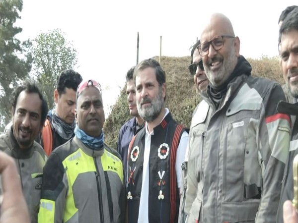 Rahul Gandhi meets bikers during Bharat Jodo Nyay Yatra (Photo/ANI)
