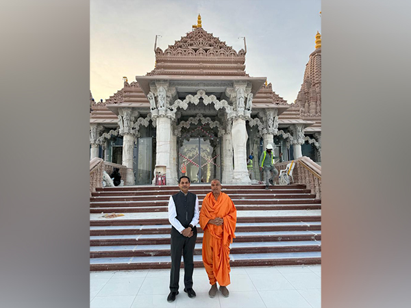 India's Ambassador to UAE Sunjay Sudhir visits BAPS Hindu Temple in Abu Dhabi (Image Credit: X/@IndembAbuDhabi)