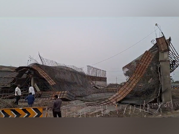 Under-construction steel bridge collapses in Khammam(PHOTO/ANI)