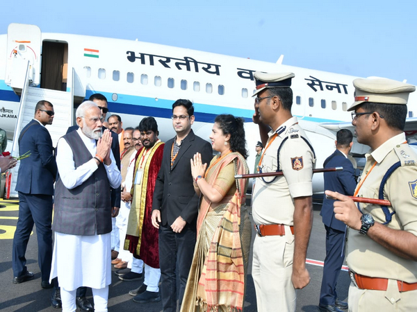 Prime Minister Narendra Modi at Kalaburagi airport, Karnataka. (Photo/ANI)