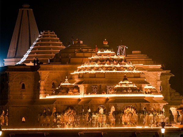 An illuminated view of Ram Mandir premises (Photo/ANI)