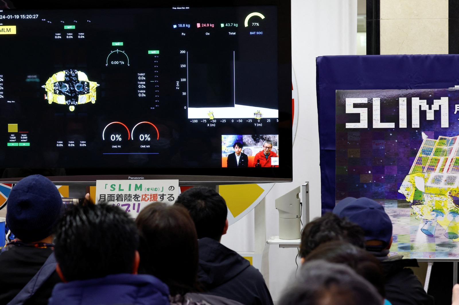 People watching the Smart Lander for Investigating Moon (SLIM)'s landing on the moon  (Photo: Reuters)