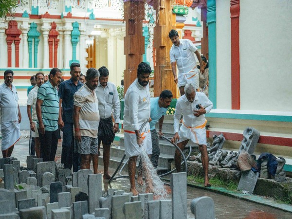 Annamalai participates in cleanliness drive at Kothandaramaswamy Temple in Rameshwaram. (Photo/Annamalai)