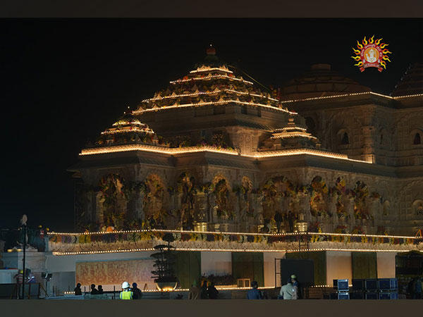 Ram Mandir in Ayodhya decked up for 'Pran Pratishtha' ceremony. (Photo/Temple Trust)