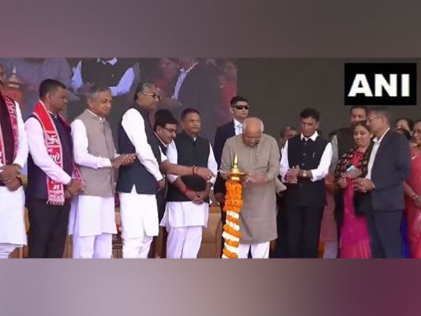 Mansukh Mandaviya, Gujarat CM lay foundation stone of Cancer Hospital in Rajkot (Photo/ANI)