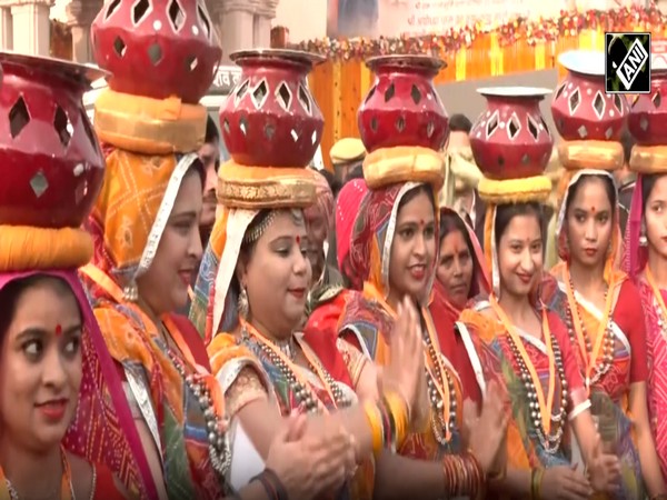 Folk dancers from Prayagraj arrive in Ayodhya ahead of ‘Pran Pratishtha’ (Photo/ANI)