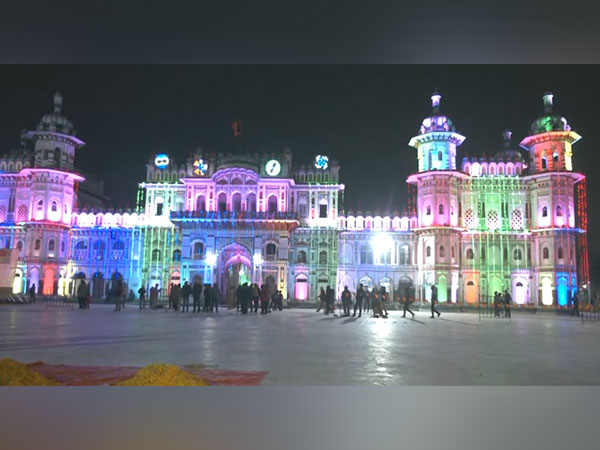 Janaki Temple illuminated on eve of Pran Pratistha of Ram Temple (Photo/ANI)