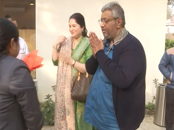 Adinath Mangeshkar with his wife (Image source/ANI)