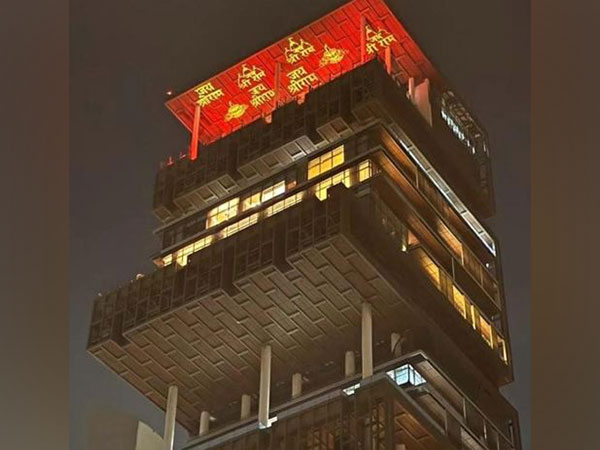 Ambani residence Antilia on the eve of Ram Lalla Pran Pratishtha (Image: ANI)