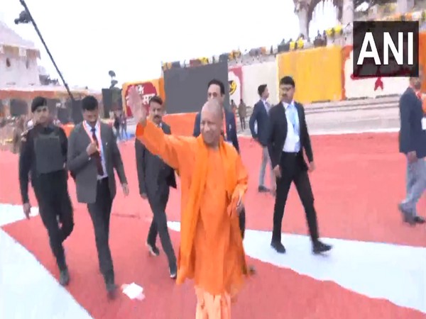 Uttar Pradesh Chief Minister Yogi Adityanath greeted people in Ayodhya (Photo/ANI)