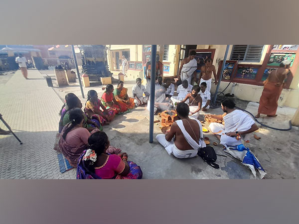 BJP leaders organize a special Pooja at Rameswaram Sankara Math on Monday (Photo/ANI)