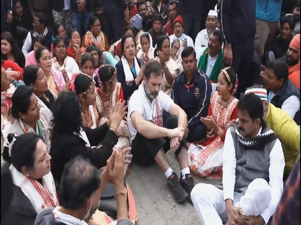 Rahul Gandhi in protest at Assam. (Photo/ANI)