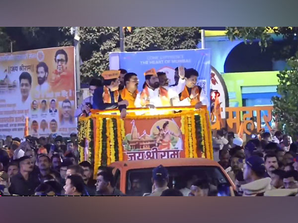 Chief Minister Eknath Shinde leads grand procession to celebrate grand Ayodhya Ram Temple event (Image/ANI) 