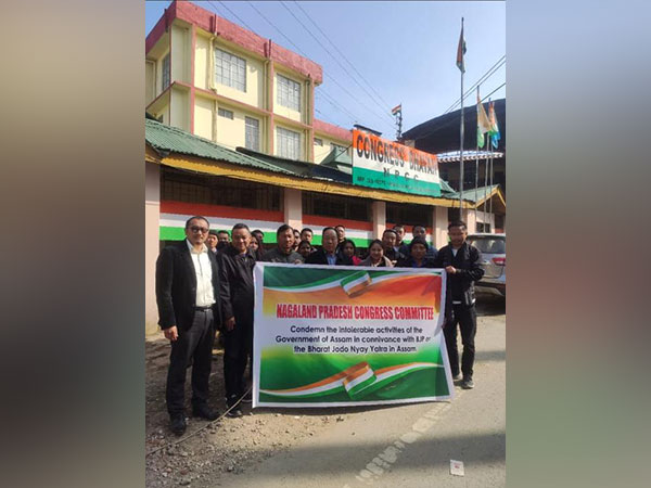 Nagaland Congress Committee stages protest (Photo/ANI)
