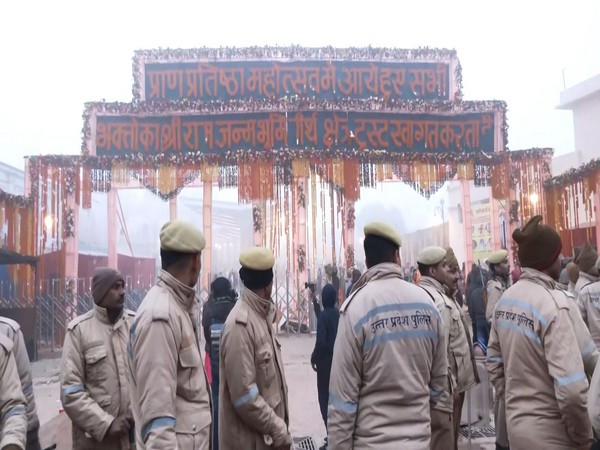 Security deployed at Ram Janmabhoomi Temple amid huge crowd (Photo/ANI)
