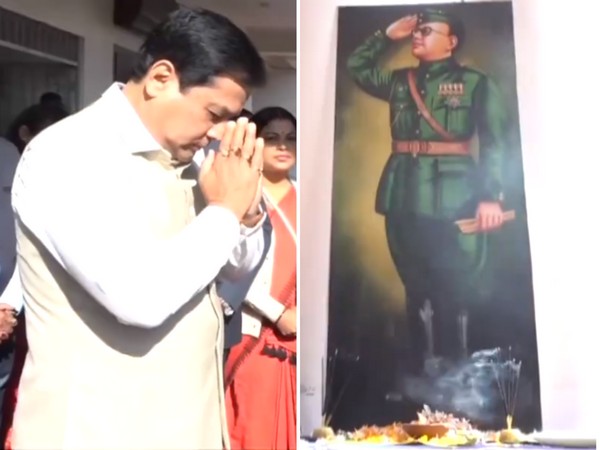 Union Minister Sarbabal pays tribute to Netaji. (Photo: sarbanandsonwal)