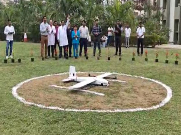 AIIMS Bhubaneswar conducts successful trial of utilising drones (Photo/ANI)