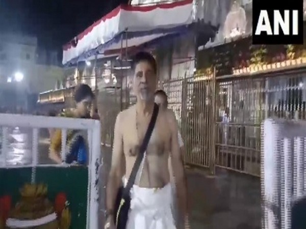 Former India cricketer K Srikkanth at Tirumala temple. (Picture: ANI)
