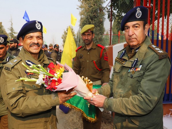 Jammu and Kashmir DGP RR Swain at Lethpora Training Centre. (Photo/ANI)