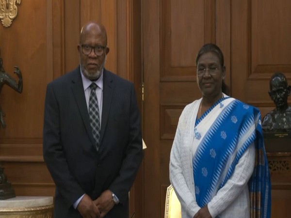 UNGA President Dennis Francis calls on President Droupadi Murmu at Rashtrapati Bhavan on Wednesday (Photo/ANI)