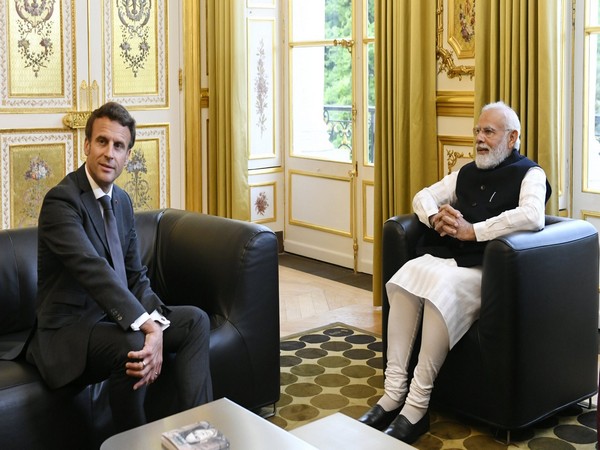 Prime Minister Narendra Modi with French President Emmanuel Macron (Photo/ANI)