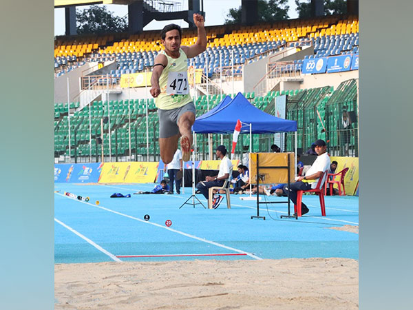 UP long jumper Tauseef in action during Khelo India Youth Games (Image: MYAS/SAI media)