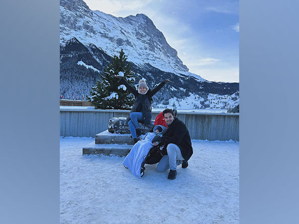 Kajal Aggarwal with husband Gautam and son Neil (Image source: Instagram)