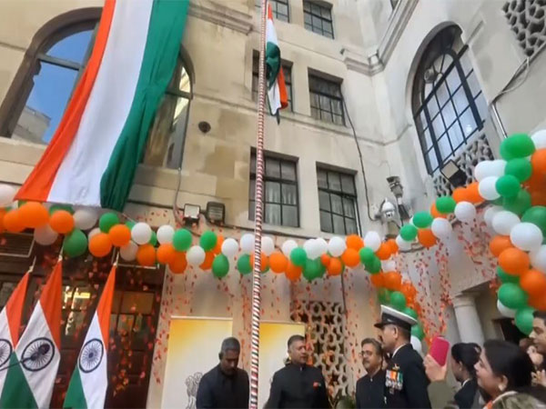 Indian envoy Vikram Doraiswami, unfurls the Tricolour at the Indian Embassy in London (Photo/ANI)