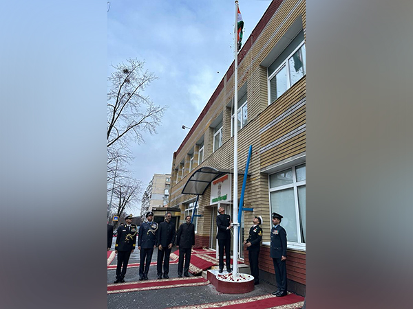 Ambassador Harsh Jain unfurls the Tricolour at the Embassy premises in Kyiv (Photo/X@IndiainUkraine)