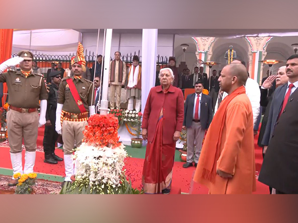 CM Yogi Adityanath and UP Governor Anandiben Patel attend Republic Day parade at Vidhan Bhawan in UP. (Photo/ANI)