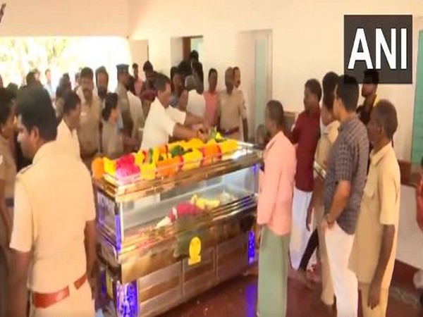 Mortal remains of Bhavatharini in Gudalur(Image: ANI)