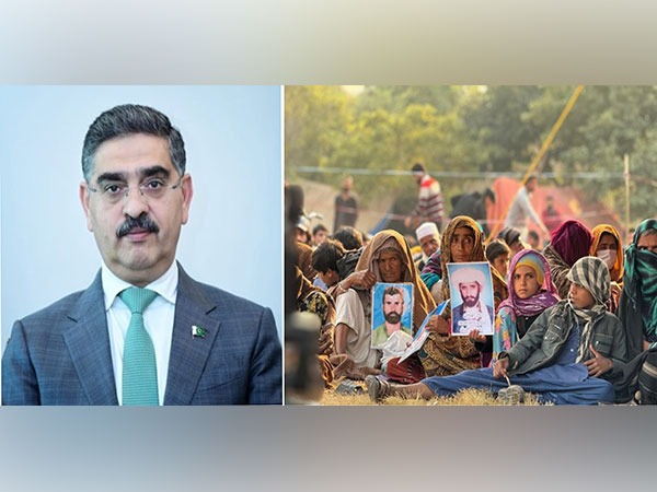 Pakistan caretaker PM Anwarul-haq-kakar (left) and Baloch protesters (Right) (Photo: X) 