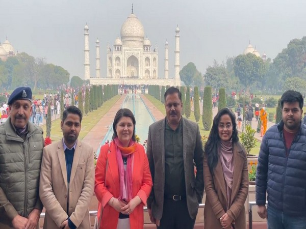 Former Moldovan PM Natalia Gavrilita at the Taj Mahal (Photo/ANI)