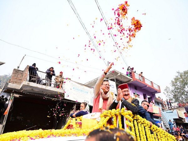 Chief Minister Pushkar Singh Dhami participated in a huge road show (Photo/ANI)