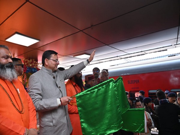 Uttarakhand Chief Minister Pushkar Singh Dhami flagged off the Aastha special train (Photo/ANI)