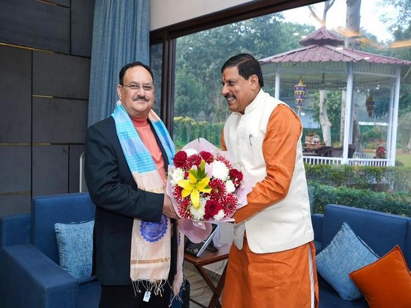 Madhya Pradesh CM Mohan Yadav called on BJP national president JP Nadda at his residence (Photo/ANI)