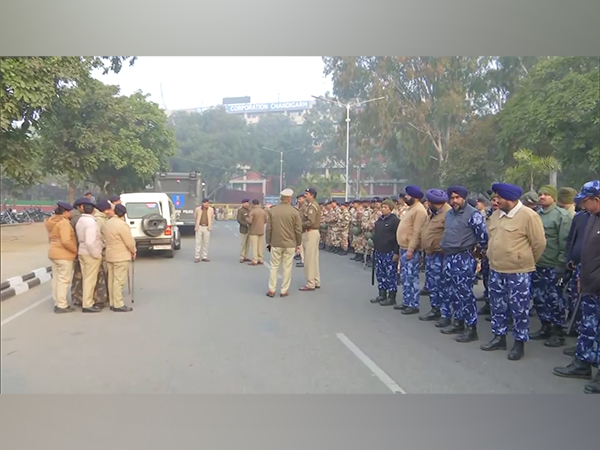 Heavy security deployed at Chandigarh Municipal Corporation office (Photo/ANI) 