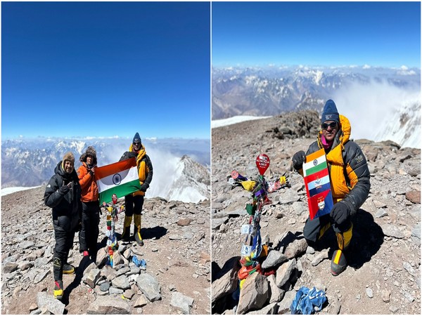 SDRF constable Rajendra Singh Nath conquers Mt Aconcagua. (Photo/ANI)
