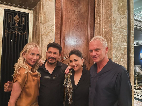 Madhuri Dixit and Dr Shriram Nene with Sting and his wife Trudie Styler (Image source: Instagram)