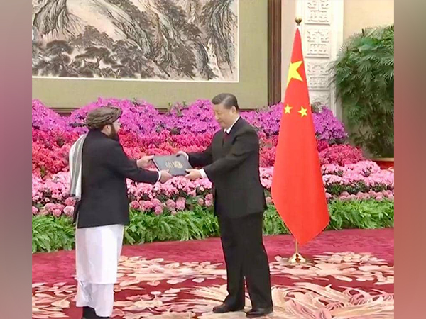China's President Xi Jinping accepts Mawlavi Asadullah's letter of credence (Photo/X@QaharBalkhi)